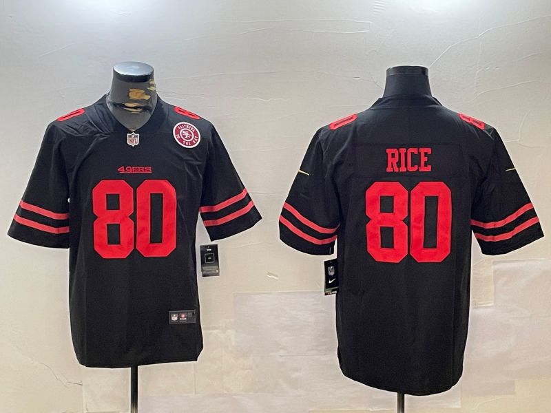 Men San Francisco 49ers #80 Rice Black Second generations 2024 Nike Limited NFL Jersey style 3